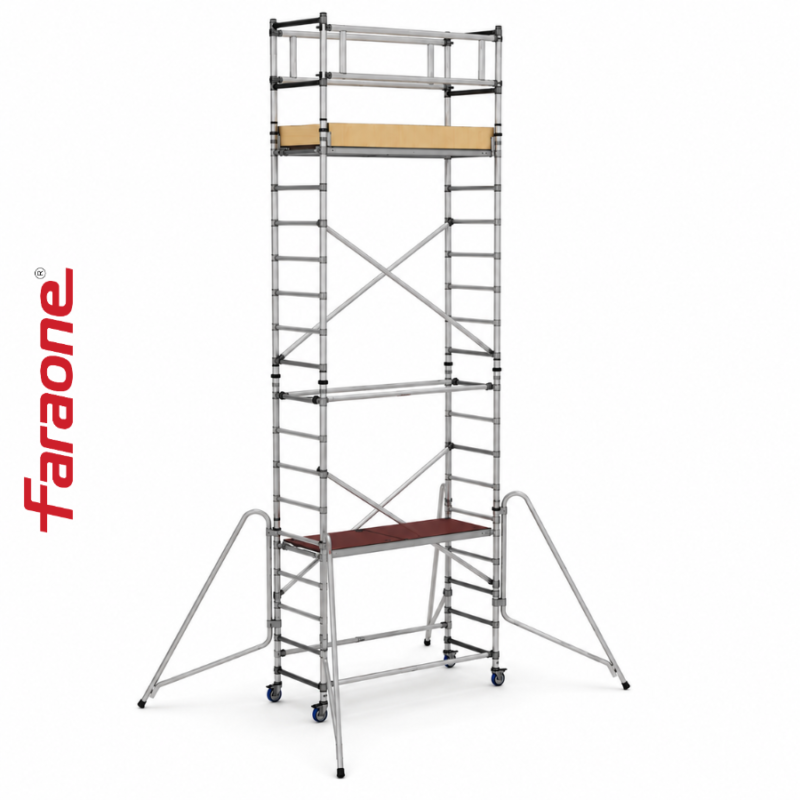 Rusztowanie jezdne aluminiowe Faraone Compact XS 75x180 cm do profesjonalnych prac na wysokości