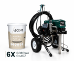 Agregat do gładzi Gröne PowerSpray 81 w zestawie z 6 wiadrami gładzi szpachlowej Ascent Mineral Perfect – profesjonalny zestaw do natrysku gładzi.