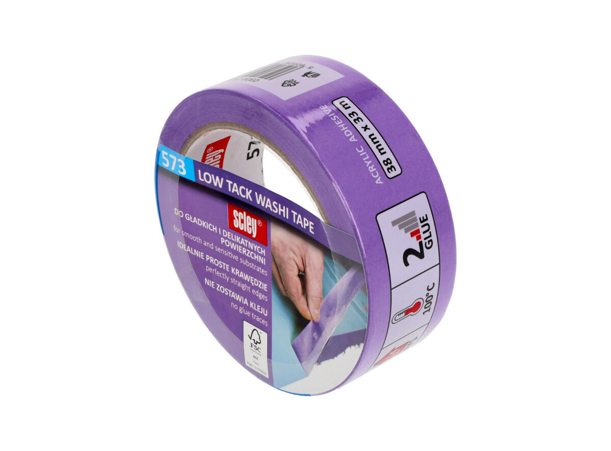 Scley 573 – fioletowa taśma malarska do delikatnych powierzchni 38 mm x 33 m