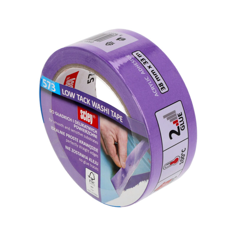 Scley 573 – fioletowa taśma malarska do delikatnych powierzchni 38 mm x 33 m
