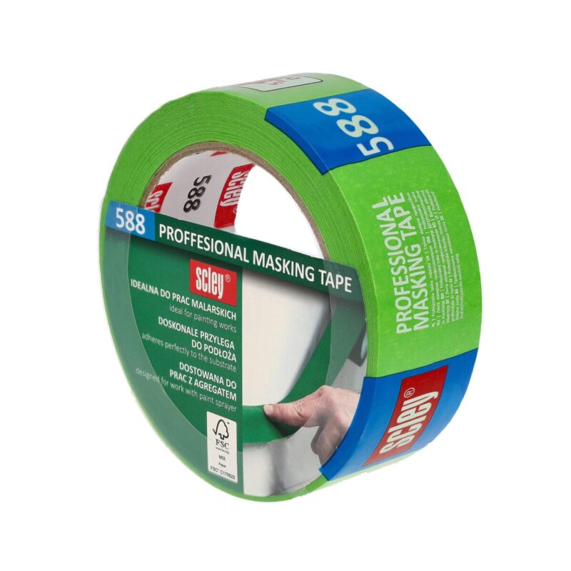 Scley 588 – zielona taśma malarska 38 mm x 33 m do precyzyjnych odcięć