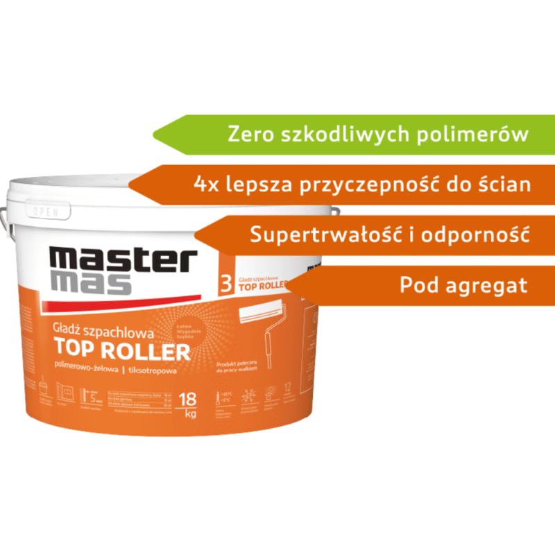 Gładź polimerowa MasterMas Top Roller – wiadro 18 kg 25 kg