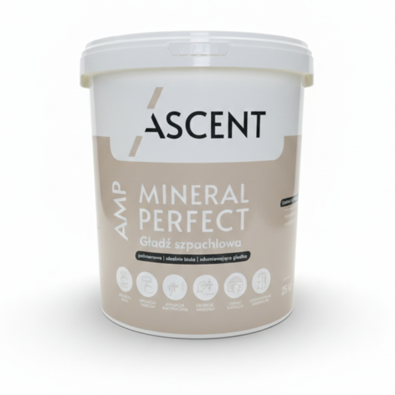 Gładź polimerowa AMP Ascent Mineral Perfect – idealnie biała powierzchnia