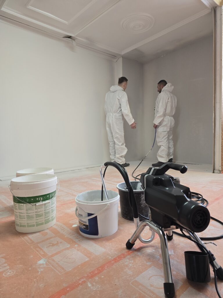 Praktyczne szkolenie z natrysku farby agregatem Graco Dura Pro P21 na ścianie