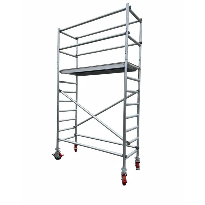 Wąskie rusztowanie aluminiowe AKSO Comfort ECO 160 o szerokości ramy 0,74 m i długości 1,90 m.