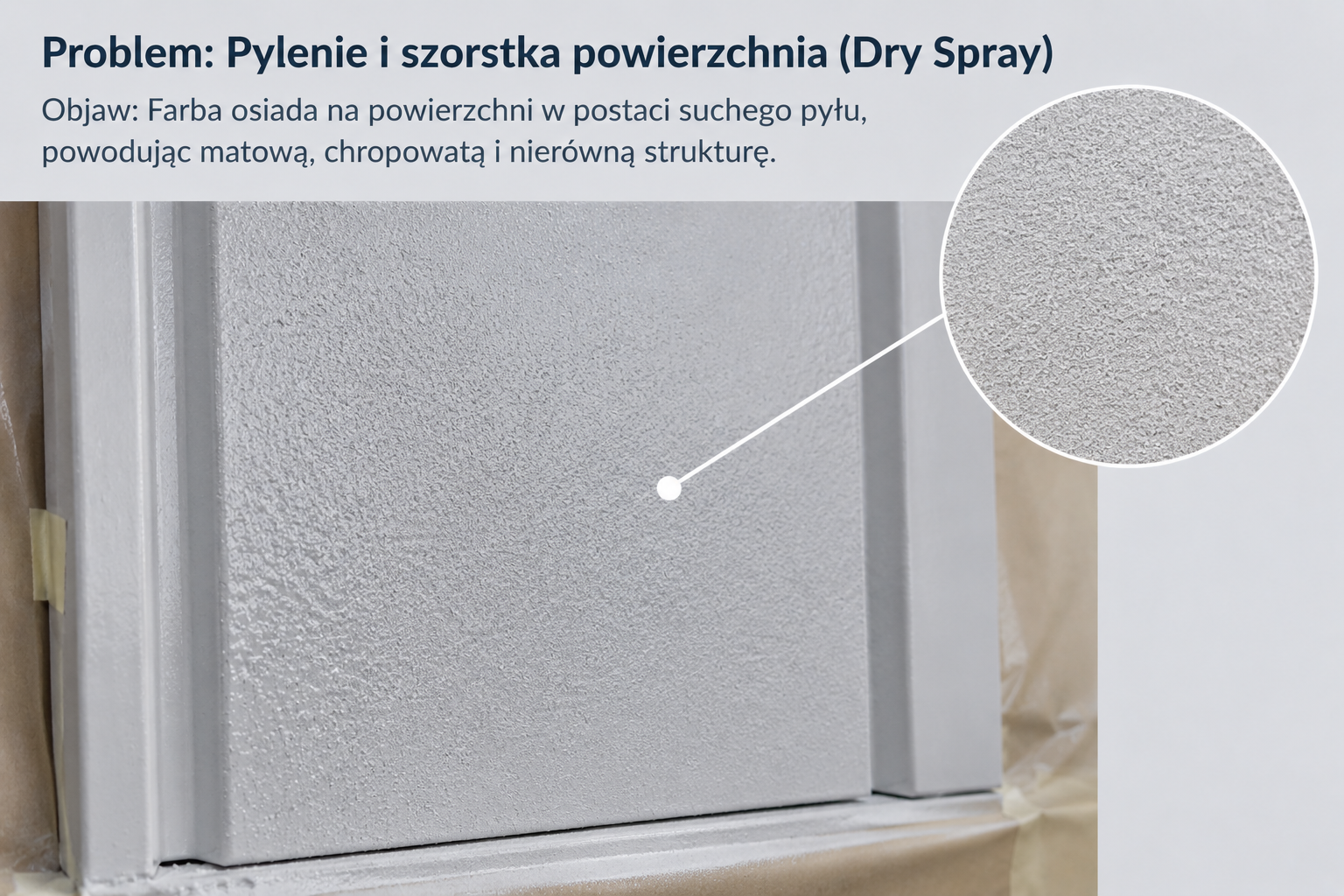 Pylenie farby i szorstka powierzchnia podczas malowania agregatem natryskowym – efekt dry spray